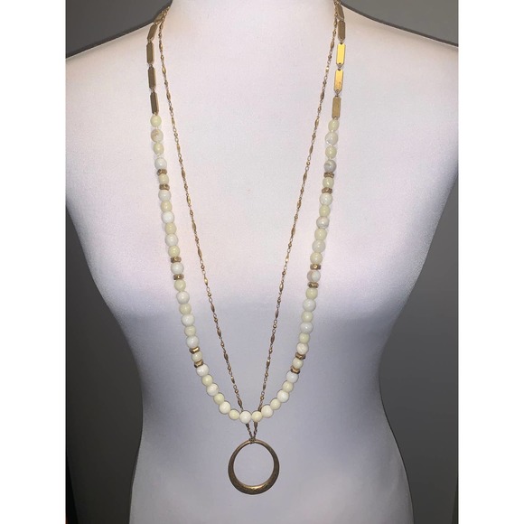 Stella & Dot Jewelry - Stella and Dot Double Strand Two in One Hammered Gold Beaded Necklace EUC